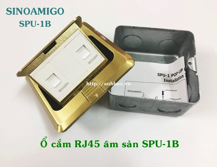 Ổ cắm mạng RJ45 âm sàn SINOAMIGO SPU-1B màu đồng chính hãng